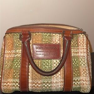 Dolce & Gabbana Women's Green and Brown Woven Bag